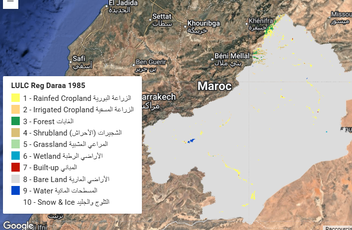 خريطة LULC للمغرب – استخدام وغطاء الأراضي لسنوات 1985، 2005، 2025 | GLC_FCS30D 30m
