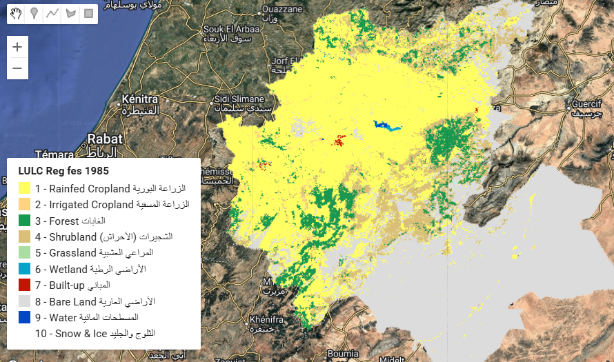 خريطة LULC للمغرب – استخدام وغطاء الأراضي لسنوات 1985، 2005، 2025 | GLC_FCS30D 30m